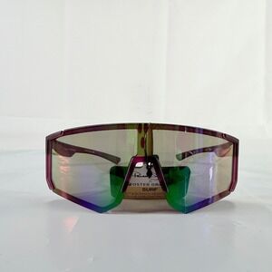 Panama Jack x Foster Grant Purple Shield Sport Sunglasses Iridescent Mirror Lens